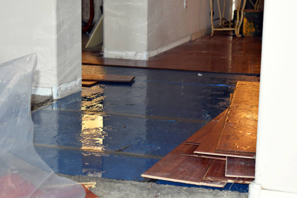 Professional Flood Damage Restoration technician working in Reedsville, WI